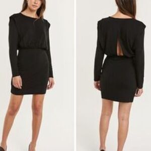Susana Monaco Black Long Sleeve Form Fitting Back Cut Out Mini Dress XS Party